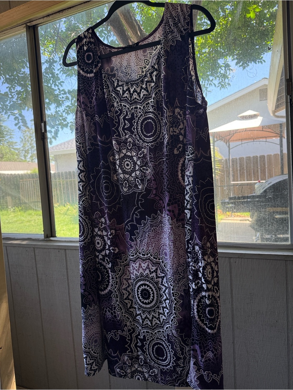 Roz & Ali Purple and Black Sleeveless Midi Dress with Mandala Print - Picture 3 of 5